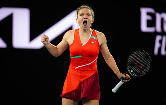 January 20, 2022, MELBOURNE, AUSTRALIA: Simona Halep of Romania in action during the second round of the 2022 Australian Open Grand Slam Tennis Tournament against Beatriz Haddad Maia of Brazil MELBOURNE AUSTRALIA - ZUMAa181 20220120_zaa_a181_151 Copyright: xRobxPrangex