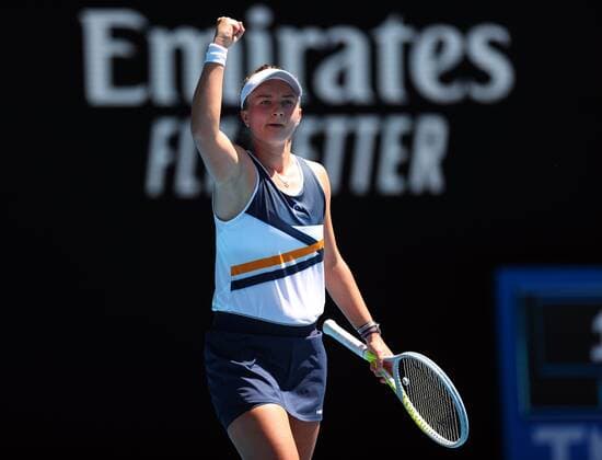 Mandatory Credit: Photo by Ella Ling Shutterstock (12765070af) Barbora Krejcikova during her thrird round match Australian Open, Day Five, Tennis, Melbourne Park, Melbourne, Australia - 21 Jan 2022 Australian Open, Day Five, Tennis, Melbourne Park, Melbourne, Australia - 21 Jan 2022 Copyright: xEllaxLing Shutterstockx 12765070af