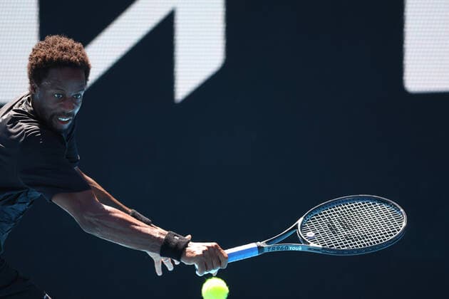 French Gael Monfils pictured during a tennis match between French Monfils and Chilean Garin, in the third round of the men s singles at the Australian Open Grand Slam tennis tournament, Friday 21 January 2022 in Melbourne Park, Melbourne, Australia. The 2022 edition of the Australian Grand Slam takes place from January 17th to January 30th. PATRICKxHAMILTON  x4327752x
