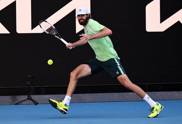 Mandatory Credit: Photo by James Gourley Shutterstock (12765086fj) Reilly Opelka during his third round match Australian Open, Day Five, Tennis, Melbourne Park, Melbourne, Australia - 21 Jan 2022 Australian Open, Day Five, Tennis, Melbourne Park, Melbourne, Australia - 21 Jan 2022 Copyright: xJamesxGourley Shutterstockx 12765086fj