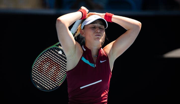 January 21, 2022, MELBOURNE, AUSTRALIA: Paula Badosa of Spain in action during the third round at the 2022 Australian Open Grand Slam Tennis Tournament against Marta Kostyuk of Ukraine MELBOURNE AUSTRALIA - ZUMAa181 20220121_zaa_a181_140 Copyright: xRobxPrangex