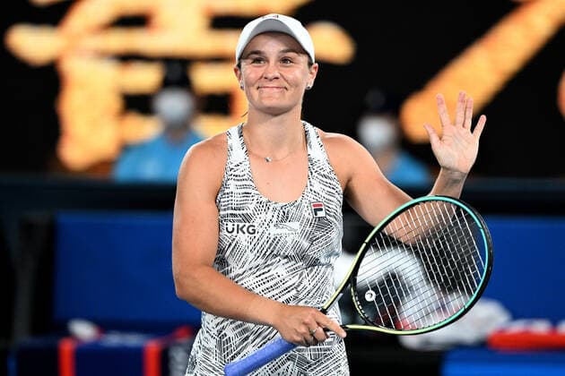 TENNIS AUSTRALIAN OPEN, Ashleigh Barty of Australia gestures to the crowd after winning her third round Women?s singles match against Camila Giorgi of Italy on Day 5 of the Australian Open, at Melbourne Park, in Melbourne, Friday, January 21, 2022. ( NO ARCHIVING, EDITORIAL USE ONLY, NO USE IN BOOKS WITHOUT CONSENT MELBOURNE VIC AUSTRALIA  Copyright: xDAVExHUNTx 20220121001615445247