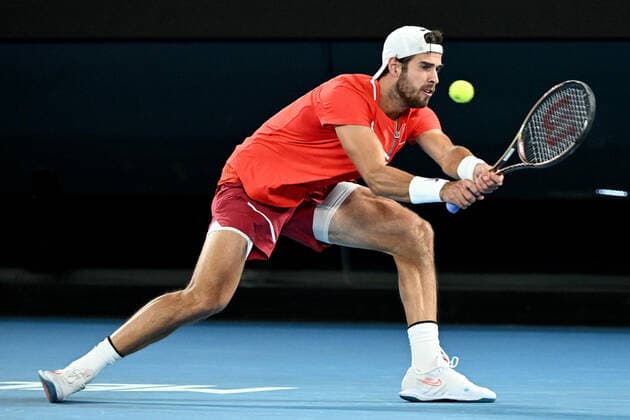 TENNIS AUSTRALIAN OPEN, Karen Khachanov of Russia during his third round Men?s singles match against Rafael Nadal of Spain on Day 5 of the Australian Open, at Melbourne Park, in Melbourne, Friday, January 21, 2022. ( NO ARCHIVING, EDITORIAL USE ONLY, NO USE IN BOOKS WITHOUT CONSENT MELBOURNE VIC AUSTRALIA  Copyright: xDAVExHUNTx 20220121001615461103