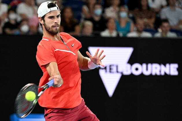 TENNIS AUSTRALIAN OPEN, Karen Khachanov of Russia during his third round Men?s singles match against Rafael Nadal of Spain on Day 5 of the Australian Open, at Melbourne Park, in Melbourne, Friday, January 21, 2022. ( NO ARCHIVING, EDITORIAL USE ONLY, NO USE IN BOOKS WITHOUT CONSENT MELBOURNE VIC AUSTRALIA  Copyright: xDAVExHUNTx 20220121001615461153