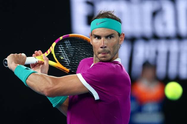 Mandatory Credit: Photo by Ella Ling Shutterstock (12765070ee) Rafael Nadal during his third round match Australian Open, Day Five, Tennis, Melbourne Park, Melbourne, Australia - 21 Jan 2022 Australian Open, Day Five, Tennis, Melbourne Park, Melbourne, Australia - 21 Jan 2022 Copyright: xEllaxLing Shutterstockx 12765070ee