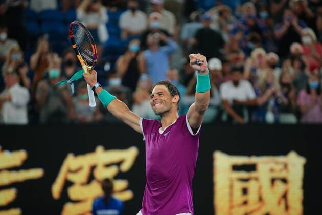 Mandatory Credit: Photo by Ella Ling Shutterstock (12765070el) Rafael Nadal celebrates victory in his third round match Australian Open, Day Five, Tennis, Melbourne Park, Melbourne, Australia - 21 Jan 2022 Australian Open, Day Five, Tennis, Melbourne Park, Melbourne, Australia - 21 Jan 2022 Copyright: xEllaxLing Shutterstockx 12765070el