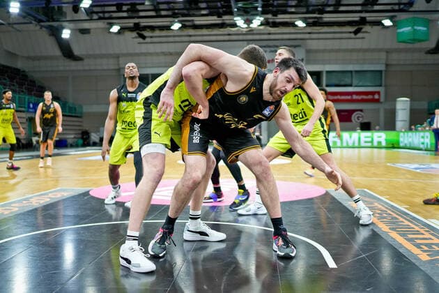 medi bayreuth Basketball Loewen Braunschweig , Basketball, Bundesliga, BBL, Spieltag 18, Spielzeit 2021 2022, 21 01 2022, medi bayreuth Basketball Loewen Braunschweig , Basketball, Bundesliga, BBL, Spieltag 18, Spielzeit 2021 2022, 21 01 2022, Foto EIBNER Thorsten OCHS Bayreuth Copyright: xEibner-Pressefoto ThorstenxOchsx EP_TOS