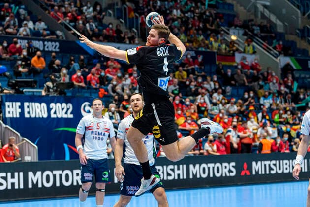 Bratislava, 21 January 2022 Handball EHF European Championship, Main Round, Group 2, Germany vs Norway Johannes Golla Germany SG Flensburg Bratislava Ondreja Nepelu Arena Slovakia