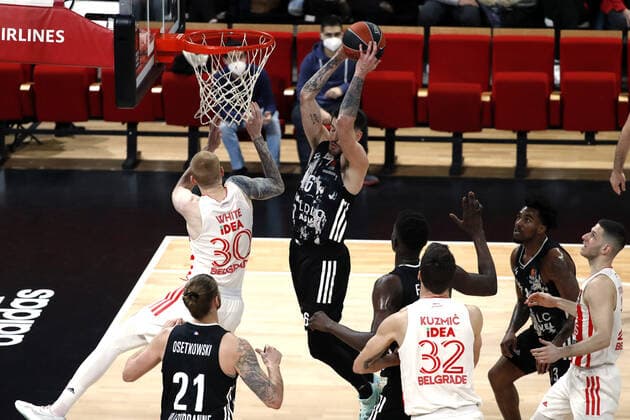 Paul Lacombe LDLC ASVEL BASKETBALL : LDLC Asvel vs Etoile Rouge Belgrade - Seniors -men- Round 22 Euroleague men - Lyon - 21 01 2022 StephanePillaud Panoramic 