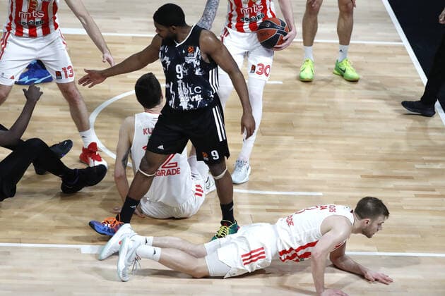 Marcos Knight LDLC ASVEL BASKETBALL : LDLC Asvel vs Etoile Rouge Belgrade - Seniors -men- Round 22 Euroleague men - Lyon - 21 01 2022 StephanePillaud Panoramic 