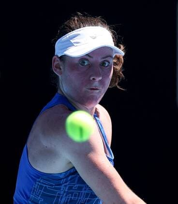 Mandatory Credit: Photo by Ella Ling Shutterstock (12765089f) Tamara Zidansek in third round action Australian Open, Day Six, Tennis, Melbourne Park, Melbourne, Australia - 22 Jan 2022 Australian Open, Day Six, Tennis, Melbourne Park, Melbourne, Australia - 22 Jan 2022 Copyright: xEllaxLing Shutterstockx 12765089f