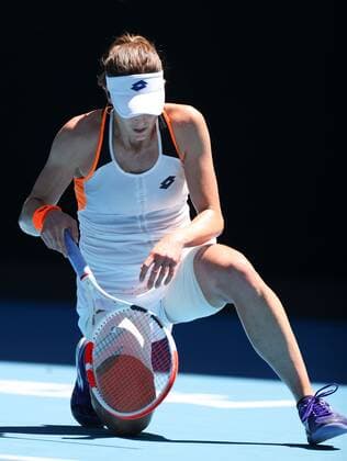 Mandatory Credit: Photo by Ella Ling Shutterstock (12765089p) Alizé Cornet reacts after a fall Australian Open, Day Six, Tennis, Melbourne Park, Melbourne, Australia - 22 Jan 2022 Australian Open, Day Six, Tennis, Melbourne Park, Melbourne, Australia - 22 Jan 2022 Copyright: xEllaxLing Shutterstockx 12765089p