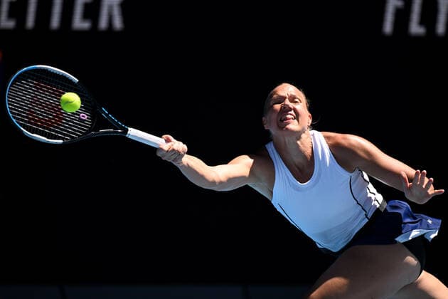 TENNIS AUSTRALIAN OPEN, Kaia Kenepi of Estonia plays a shot during her third round match against Maddison Inglis of Australia on Day 6 of the Australian Open, at Melbourne Park, in Melbourne, Saturday, January 22, 2022. ( NO ARCHIVING, EDITORIAL USE ONLY, NO USE IN BOOKS WITHOUT CONSENT MELBOURNE VIC AUSTRALIA  Copyright: xDEANxLEWINSx 20220122001615752965