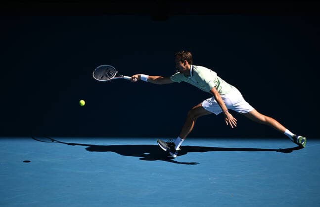 TENNIS AUSTRALIAN OPEN, Daniil Medvedev of Russia in action against Botic van de Zandschulp of the Netherlands during his third round match against Marketa Vondrousova of the Czech Republic on Day 6 of the Australian Open, at Melbourne Park, in Melbourne, Saturday, January 22, 2022. ( NO ARCHIVING, EDITORIAL USE ONLY, NO USE IN BOOKS WITHOUT CONSENT MELBOURNE VIC AUSTRALIA  Copyright: xDAVExHUNTx 20220122001615783341