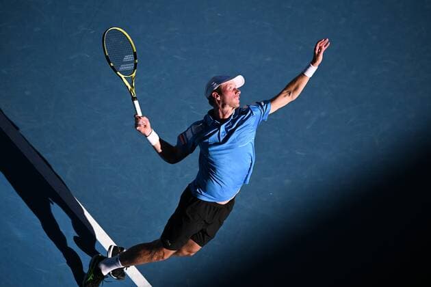 Mandatory Credit: Photo by James Gourley Shutterstock (12765088eg) Botic van de Zandschulp during his third round match Australian Open, Day Six, Tennis, Melbourne Park, Melbourne, Australia - 22 Jan 2022 Australian Open, Day Six, Tennis, Melbourne Park, Melbourne, Australia - 22 Jan 2022 Copyright: xJamesxGourley Shutterstockx 12765088eg
