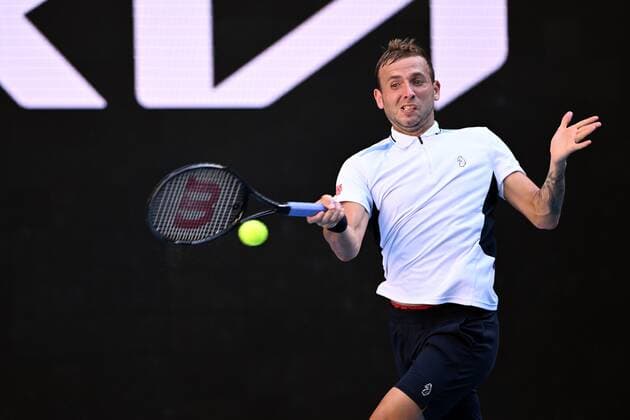 Mandatory Credit: Photo by James Gourley Shutterstock (12765088fk) Dan Evans during his thrird round match Australian Open, Day Six, Tennis, Melbourne Park, Melbourne, Australia - 22 Jan 2022 Australian Open, Day Six, Tennis, Melbourne Park, Melbourne, Australia - 22 Jan 2022 Copyright: xJamesxGourley Shutterstockx 12765088fk