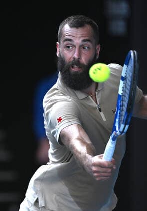 TENNIS AUSTRALIAN OPEN, Benoit Paire of France plays a shot during his third round match against Stefanos Tsitsipas of Greece on Day 6 of the Australian Open, at Melbourne Park, in Melbourne, Saturday, January 22, 2022. ( NO ARCHIVING, EDITORIAL USE ONLY, NO USE IN BOOKS WITHOUT CONSENT MELBOURNE VIC AUSTRALIA  Copyright: xDEANxLEWINSx 20220122001615811722
