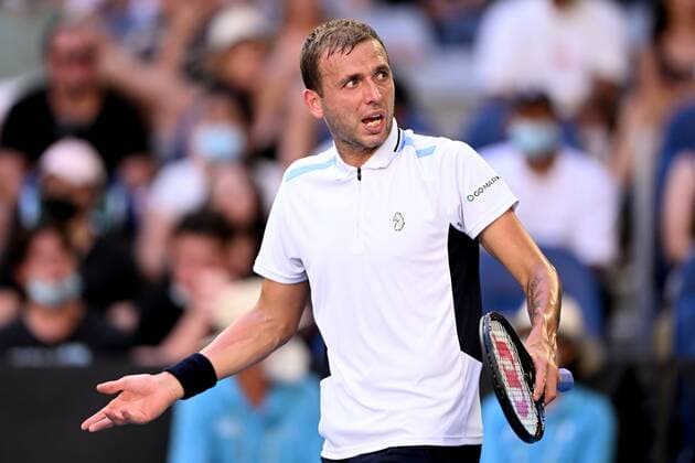Mandatory Credit: Photo by James Gourley Shutterstock (12765088ge) Dan Evans during his third round match Australian Open, Day Six, Tennis, Melbourne Park, Melbourne, Australia - 22 Jan 2022 Australian Open, Day Six, Tennis, Melbourne Park, Melbourne, Australia - 22 Jan 2022 Copyright: xJamesxGourley Shutterstockx 12765088ge