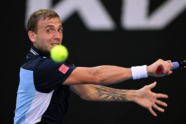 Mandatory Credit: Photo by James Gourley Shutterstock (12765088hf) Dan Evans during his third round match Australian Open, Day Six, Tennis, Melbourne Park, Melbourne, Australia - 22 Jan 2022 Australian Open, Day Six, Tennis, Melbourne Park, Melbourne, Australia - 22 Jan 2022 Copyright: xJamesxGourley Shutterstockx 12765088hf