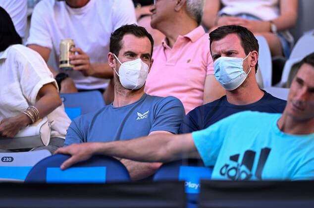 Mandatory Credit: Photo by James Gourley Shutterstock (12765088hm) Andy Murray in the crowd watching Dan Evans Australian Open, Day Six, Tennis, Melbourne Park, Melbourne, Australia - 22 Jan 2022 Australian Open, Day Six, Tennis, Melbourne Park, Melbourne, Australia - 22 Jan 2022 Copyright: xJamesxGourley Shutterstockx 12765088hm