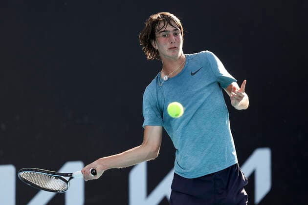 Kilian Feldbausch SUI , Boys Singles BS Tennis Australian Open 2022 Grand Slam Melbourne Park Melbourne Victoria Australia 22 January 2022 Copyright: xJuergenxHasenkopfx