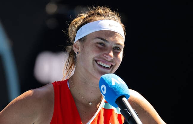 January 22, 2022, MELBOURNE, AUSTRALIA: Aryna Sabalenka of Belarus in action during the third round at the 2022 Australian Open Grand Slam Tennis Tournament against Marketa Vondrousova of the Czech Republic MELBOURNE AUSTRALIA - ZUMAa181 20220122_zaa_a181_119 Copyright: xRobxPrangex
