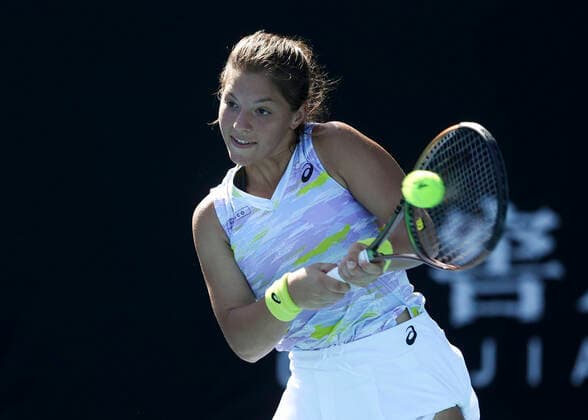 Mikaela Lari GRE Girls Singles GS Tennis Australian Open 2022 Grand Slam Melbourne Park Melbourne Victoria Australia 22 January 2022 Copyright: xJuergenxHasenkopfx
