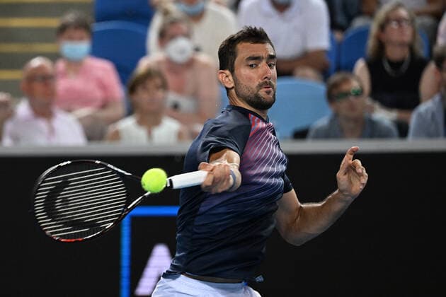 TENNIS AUSTRALIAN OPEN, Marin Cilic of Croatia during his 3rd round match against Andrey Rublev of Russia on Day 6 of the Australian Open, at Melbourne Park, in Melbourne, Saturday, January 22, 2022. ( NO ARCHIVING, EDITORIAL USE ONLY, NO USE IN BOOKS WITHOUT CONSENT MELBOURNE VIC AUSTRALIA  Copyright: xDEANxLEWINSx 20220122001615859993