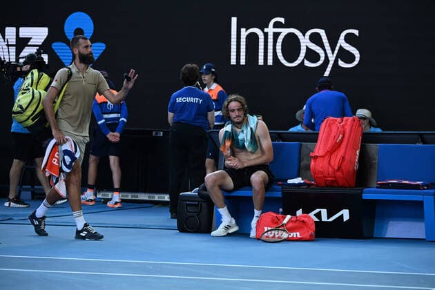 Stefanos Tsitsipas (Gre) vs Benoit Paire TENNIS : Australian Open 2022 - 22 janvier AntoineCouvercelle Panoramic 