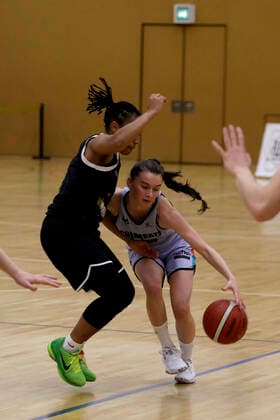 22 01 2022, 2 Toyota Womens Basketball Bundesliga North, DBBL, Season 2021 2022, Women, Chemcats Chemnitz USV VIMODROM Baskets Jena Nicole Brochlitz, ChemCats Chemnitz Chemnitz Sporthalle am Schlossteich Saxony Germany