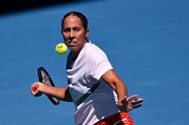 Mandatory Credit: Photo by James Gourley Shutterstock (12765097ab) Madison Keys in fourth round action Australian Open, Day Seven, Tennis, Melbourne Park, Melbourne, Australia - 23 Jan 2022 Australian Open, Day Seven, Tennis, Melbourne Park, Melbourne, Australia - 23 Jan 2022 Copyright: xJamesxGourley Shutterstockx 12765097ab