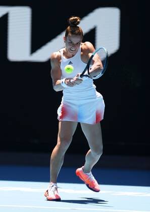Mandatory Credit: Photo by Ella Ling Shutterstock (12765096ac) Maria Sakkari in fourth round action Australian Open, Day Seven, Tennis, Melbourne Park, Melbourne, Australia - 23 Jan 2022 Australian Open, Day Seven, Tennis, Melbourne Park, Melbourne, Australia - 23 Jan 2022 Copyright: xEllaxLing Shutterstockx 12765096ac