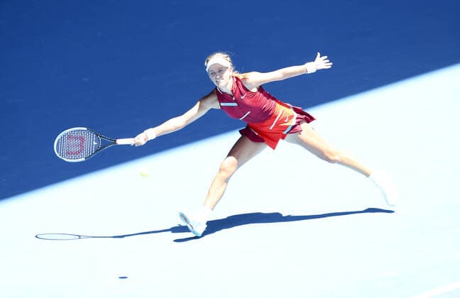 Mandatory Credit: Photo by Ella Ling Shutterstock (12765096aw) Victoria Azarenka in fourth round action Australian Open, Day Seven, Tennis, Melbourne Park, Melbourne, Australia - 23 Jan 2022 Australian Open, Day Seven, Tennis, Melbourne Park, Melbourne, Australia - 23 Jan 2022 Copyright: xEllaxLing Shutterstockx 12765096aw