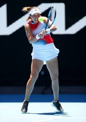 Mandatory Credit: Photo by Ella Ling Shutterstock (12765096bi) Jessica Pegula in fourth round action Australian Open, Day Seven, Tennis, Melbourne Park, Melbourne, Australia - 23 Jan 2022 Australian Open, Day Seven, Tennis, Melbourne Park, Melbourne, Australia - 23 Jan 2022 Copyright: xEllaxLing Shutterstockx 12765096bi