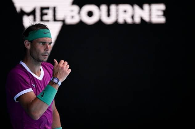 Mandatory Credit: Photo by James Gourley Shutterstock (12765097cn) Rafael Nadal in fourth round action Australian Open, Day Seven, Tennis, Melbourne Park, Melbourne, Australia - 23 Jan 2022 Australian Open, Day Seven, Tennis, Melbourne Park, Melbourne, Australia - 23 Jan 2022 Copyright: xJamesxGourley Shutterstockx 12765097cn