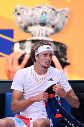 Mandatory Credit: Photo by James Gourley Shutterstock (12765097ey) Alexander Zverev during his fourth round match Australian Open, Day Seven, Tennis, Melbourne Park, Melbourne, Australia - 23 Jan 2022 Australian Open, Day Seven, Tennis, Melbourne Park, Melbourne, Australia - 23 Jan 2022 Copyright: xJamesxGourley Shutterstockx 12765097ey