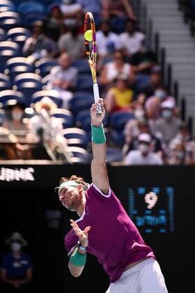 Mandatory Credit: Photo by James Gourley Shutterstock (12765097fr) Rafael Nadal during his fourth round match Australian Open, Day Seven, Tennis, Melbourne Park, Melbourne, Australia - 23 Jan 2022 Australian Open, Day Seven, Tennis, Melbourne Park, Melbourne, Australia - 23 Jan 2022 Copyright: xJamesxGourley Shutterstockx 12765097fr
