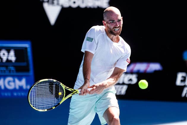 January 23, 2022: MELBOURNE, AUSTRALIA - JANUARY 23: Adrian Mannarino of France plays against Rafael Nadal of Spain in the 2022 Australian Open at Melbourne Park on January 23, 2022 in Melbourne, Australia. - ZUMAp121 20220123_zsp_p121_129 Copyright: xChrisxPutnamx