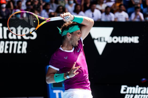 January 23, 2022: MELBOURNE, AUSTRALIA - JANUARY 23: Rafael Nadal of Spain in his match against Adrian Mannarino of France in the 2022 Australian Open at Melbourne Park on January 23, 2022 in Melbourne, Australia. - ZUMAp121 20220123_zsp_p121_117 Copyright: xChrisxPutnamx