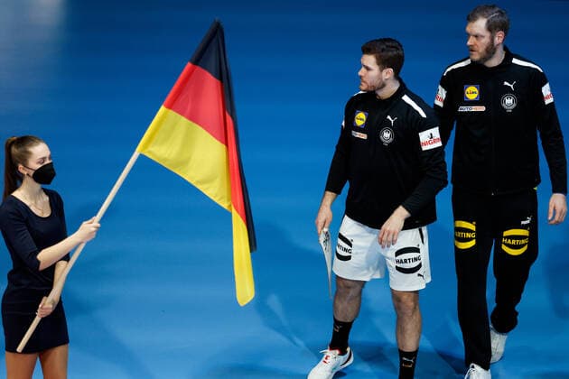 Johannes GOLLA (04) and Johannes BITTER (01) during the handball match Germany vs Sweden, Men™s EHF EURO 2022 Hungary, Slovakia, Bratislava, 23.01.2021,  Copyright: xJozoxCabrajax xkolektiffx