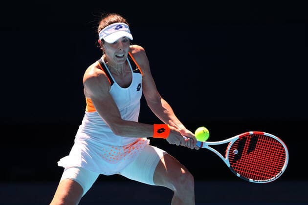 Mandatory Credit: Photo by Ella Ling Shutterstock (12765099ca) Alize Cornet during her fourth round match Australian Open, Day Eight, Tennis, Melbourne Park, Melbourne, Australia - 24 Jan 2022 Australian Open, Day Eight, Tennis, Melbourne Park, Melbourne, Australia - 24 Jan 2022 Copyright: xEllaxLing Shutterstockx 12765099ca