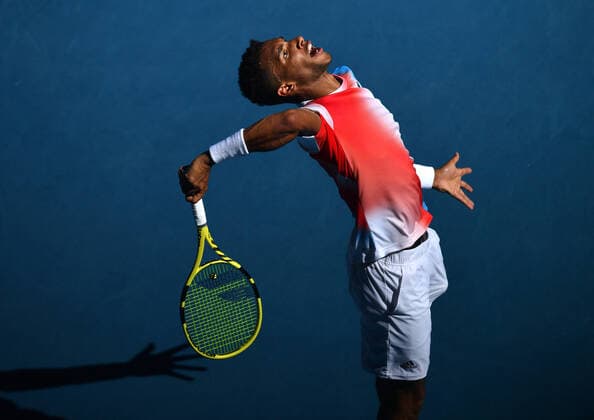 TENNIS AUSTRALIAN OPEN, Felix Auger-Aliassime of Canada in action during his 4th round singles match against Marin Cilic of Croatia on Day 8 of the Australian Open, at Melbourne Park, in Melbourne, Monday, January 24, 2022. ( NO ARCHIVING, EDITORIAL USE ONLY, NO USE IN BOOKS WITHOUT CONSENT MELBOURNE VIC AUSTRALIA  Copyright: xJAMESxROSSx 20220124001616518229
