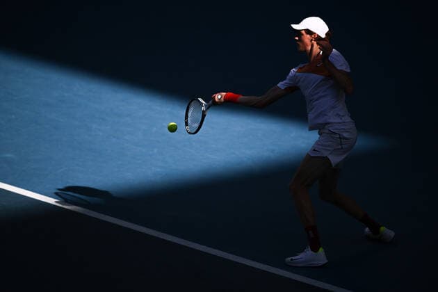 Mandatory Credit: Photo by James Gourley Shutterstock (12765100dr) Jannik Sinner during his fourth round match Australian Open, Day Eight, Tennis, Melbourne Park, Melbourne, Australia - 24 Jan 2022 Australian Open, Day Eight, Tennis, Melbourne Park, Melbourne, Australia - 24 Jan 2022 Copyright: xJamesxGourley Shutterstockx 12765100dr