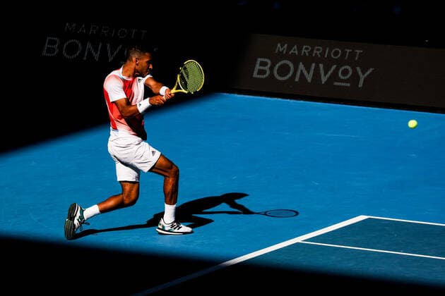 January 24, 2022, Melbourne, Victoria, Australia: MELBOURNE, AUSTRALIA - JANUARY 24: Felix Auger-Aliassime of Canada on his way to beating Marin Cilic of Croatia on day 8 of the 2022 Australian Open at Melbourne Park on January 24, 2022 in Melbourne, Australia. Melbourne Australia - ZUMAp121 20220124_zsp_p121_064 Copyright: xChrisxPutnamx