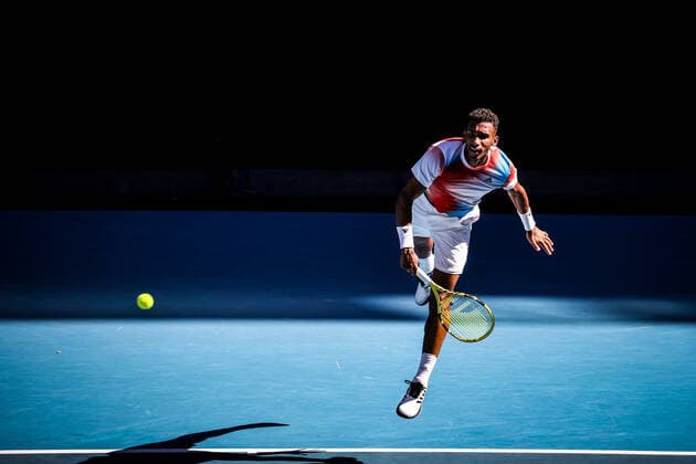 January 24, 2022, Melbourne, Victoria, Australia: MELBOURNE, AUSTRALIA - JANUARY 24: Felix Auger-Aliassime of Canada on his way to beating Marin Cilic of Croatia on day 8 of the 2022 Australian Open at Melbourne Park on January 24, 2022 in Melbourne, Australia. Melbourne Australia - ZUMAp121 20220124_zsp_p121_089 Copyright: xChrisxPutnamx