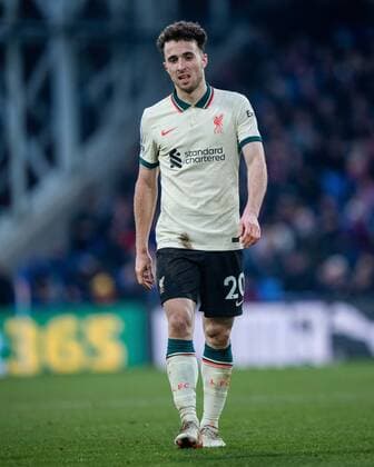 LONDON, ENGLAND - JANUARY 23: Diogo Jota during the Premier League match between Crystal Palace and Liverpool at Selhurst Park on January 23, 2022 in London, United K EDITORIAL USE ONLY. No use with unauthorized audio, video, data, fixture lists, club league logos or live services. Online in-match use limited to 120 images, no video emulation. No use in betting, games or single club league player publications Crystal Palace v Liverpool - Premier League Copyright: xSebastianxFrejx
