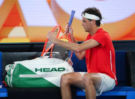 Mandatory Credit: Photo by Ella Ling Shutterstock (12765099eh) Taylor Fritz during his fourth round match Australian Open, Day Eight, Tennis, Melbourne Park, Melbourne, Australia - 24 Jan 2022 Australian Open, Day Eight, Tennis, Melbourne Park, Melbourne, Australia - 24 Jan 2022 Copyright: xEllaxLing Shutterstockx 12765099eh