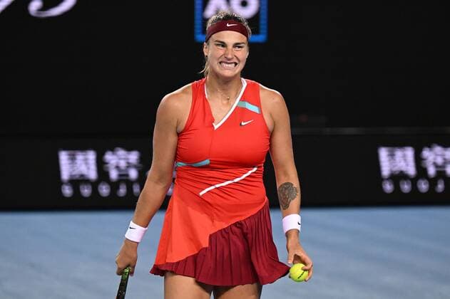 Mandatory Credit: Photo by James Gourley Shutterstock (12765100ix) Aryna Sabalenka during her fourth round match Australian Open, Day Eight, Tennis, Melbourne Park, Melbourne, Australia - 24 Jan 2022 Australian Open, Day Eight, Tennis, Melbourne Park, Melbourne, Australia - 24 Jan 2022 Copyright: xJamesxGourley Shutterstockx 12765100ix