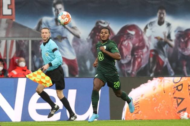 Ridle Baku VfL Wolfsburg,20 1 football Bundesliga season 2021 2022 point match RB Leipzig vs VfL Wolfsburg in Red Bull Arena in Leipzig action,football,Germany,man,men,23 01 2022