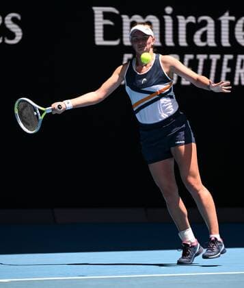 Mandatory Credit: Photo by James Gourley Shutterstock (12773752j) Barbora Krejcikova in quarter final action Australian Open, Day Nine, Tennis, Melbourne Park, Melbourne, Australia - 25 Jan 2022 Australian Open, Day Nine, Tennis, Melbourne Park, Melbourne, Australia - 25 Jan 2022 Copyright: xJamesxGourley Shutterstockx 12773752j